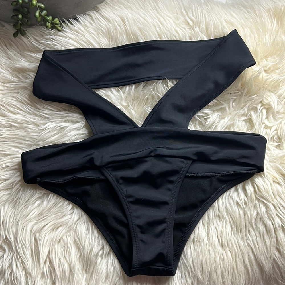 Bandita Couture sexy hip cutout black bikini bottom women’s large